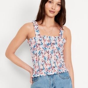 Old Navy Floral Smocked Cropped Tank Top - (S)